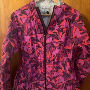 The North Face Pink and Purple Patterned Hyvent Rain Jacket